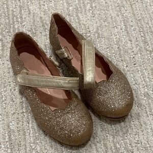 Elegant Gold Glitter Kids Dress Shoes